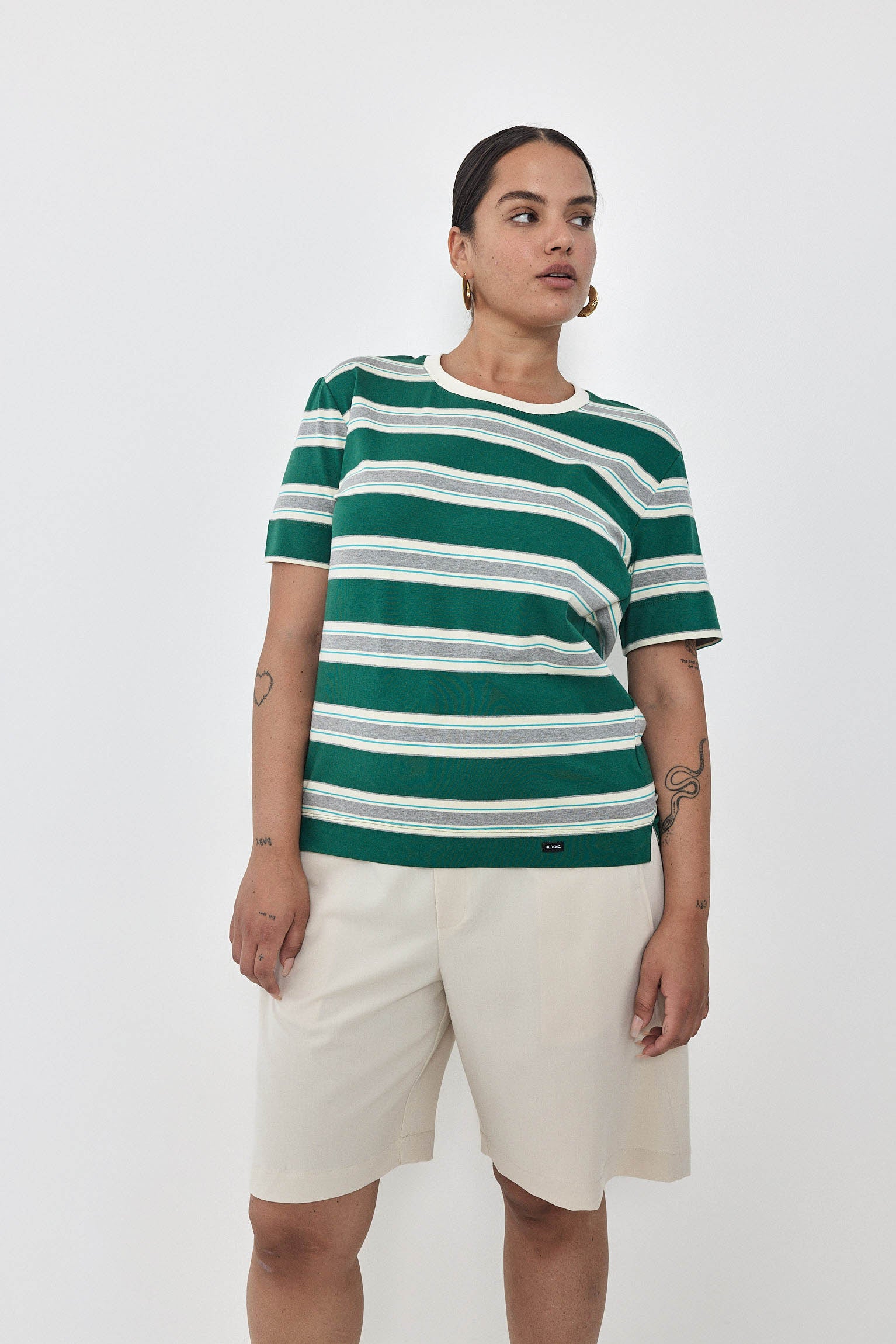 CHER T-Shirt S24 - Green / Cream