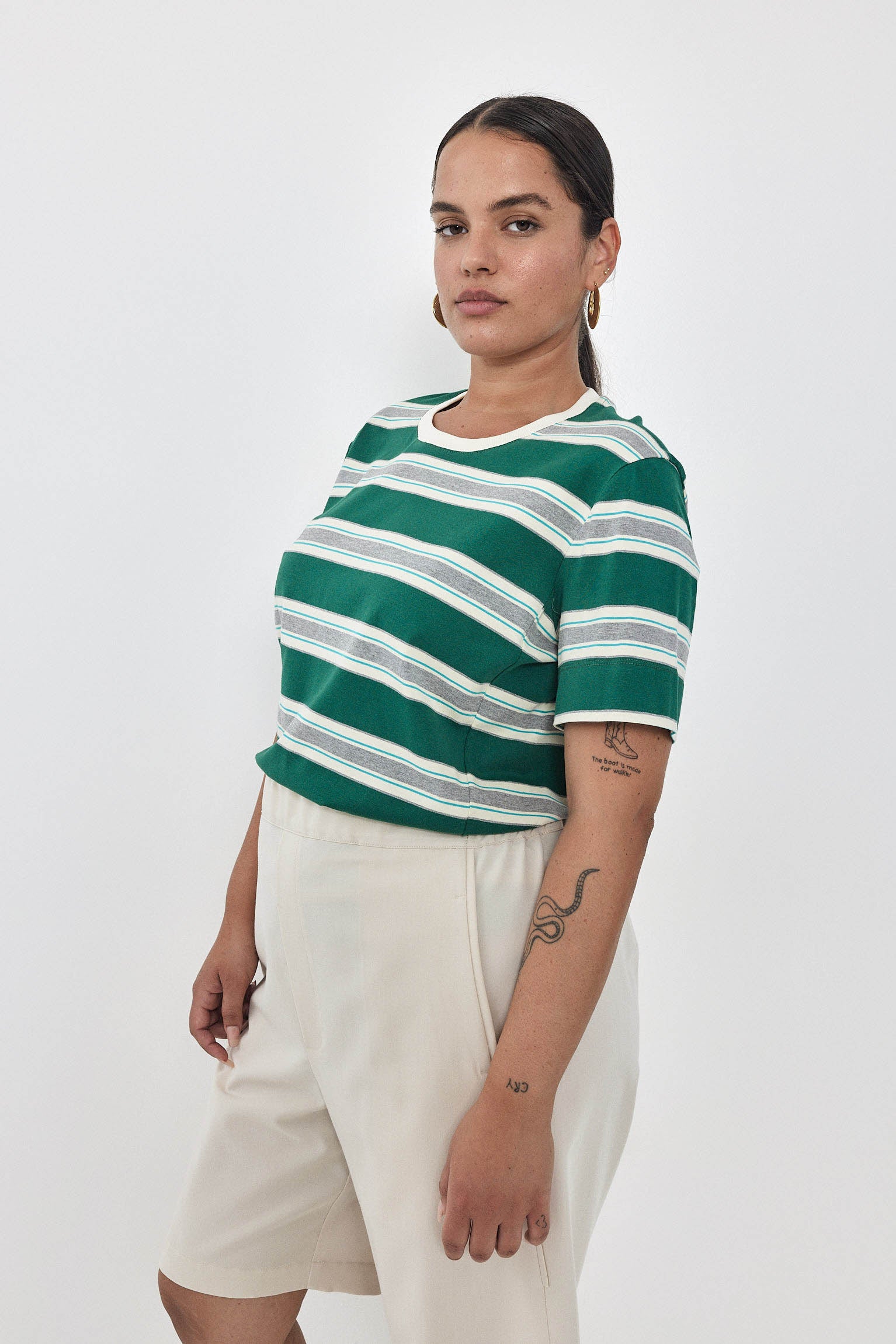 CHER T-Shirt S24 - Green / Cream