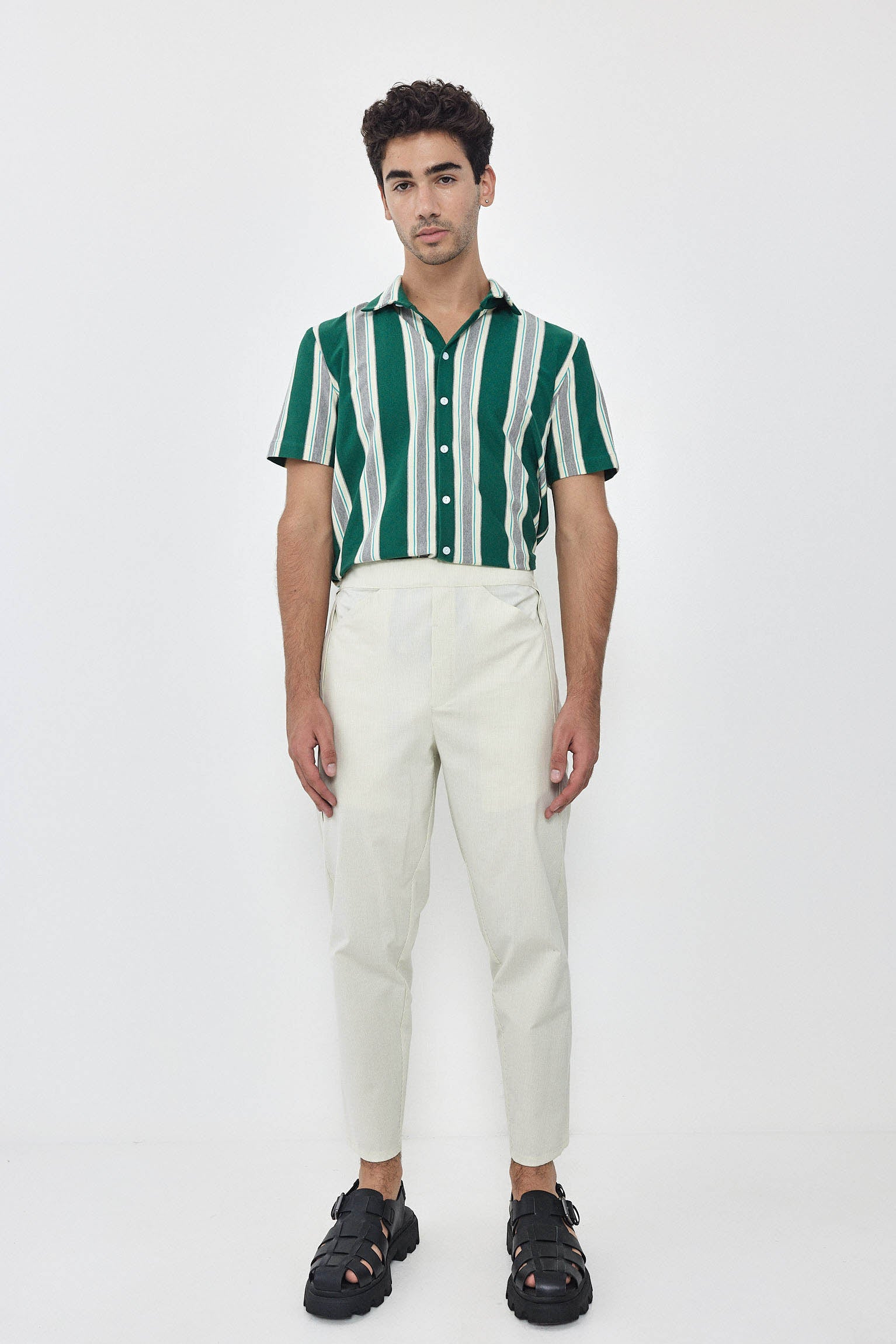 SHORT KAI Shirt S24 (XS-XL) - Green / Cream