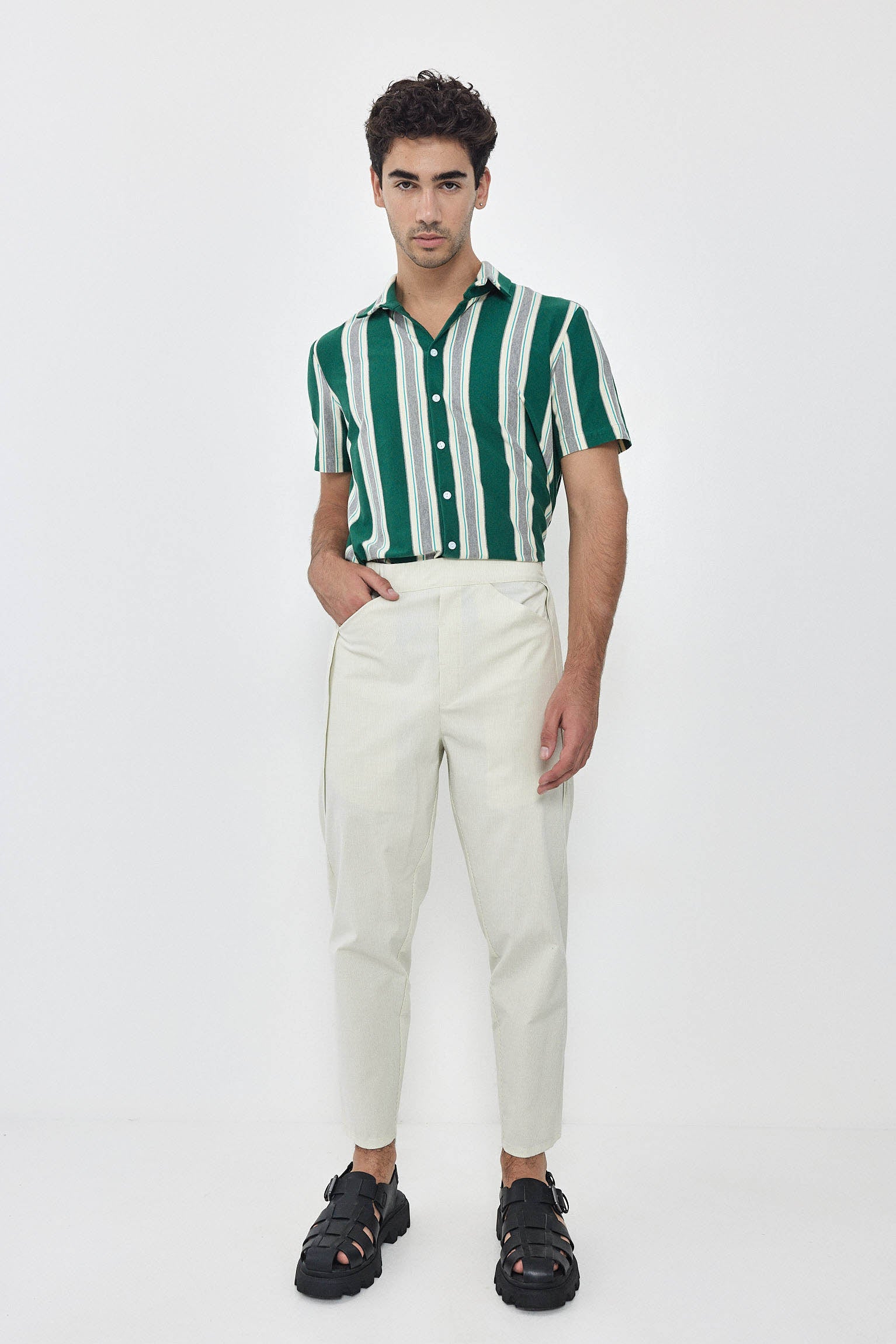 SHORT KAI Shirt S24 (XS-XL) - Green / Cream