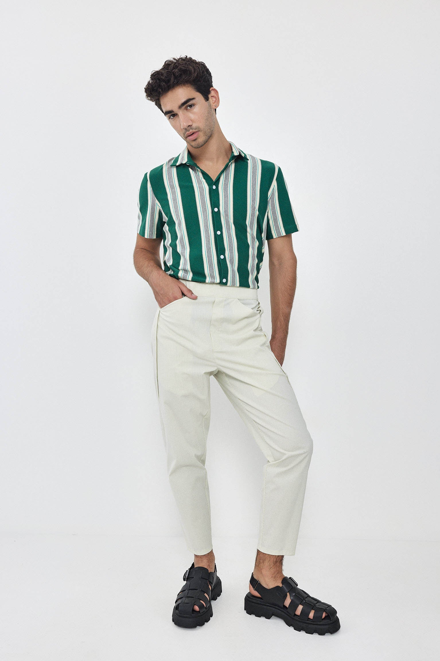 SHORT KAI Shirt S24 (XS-XL) - Green / Cream