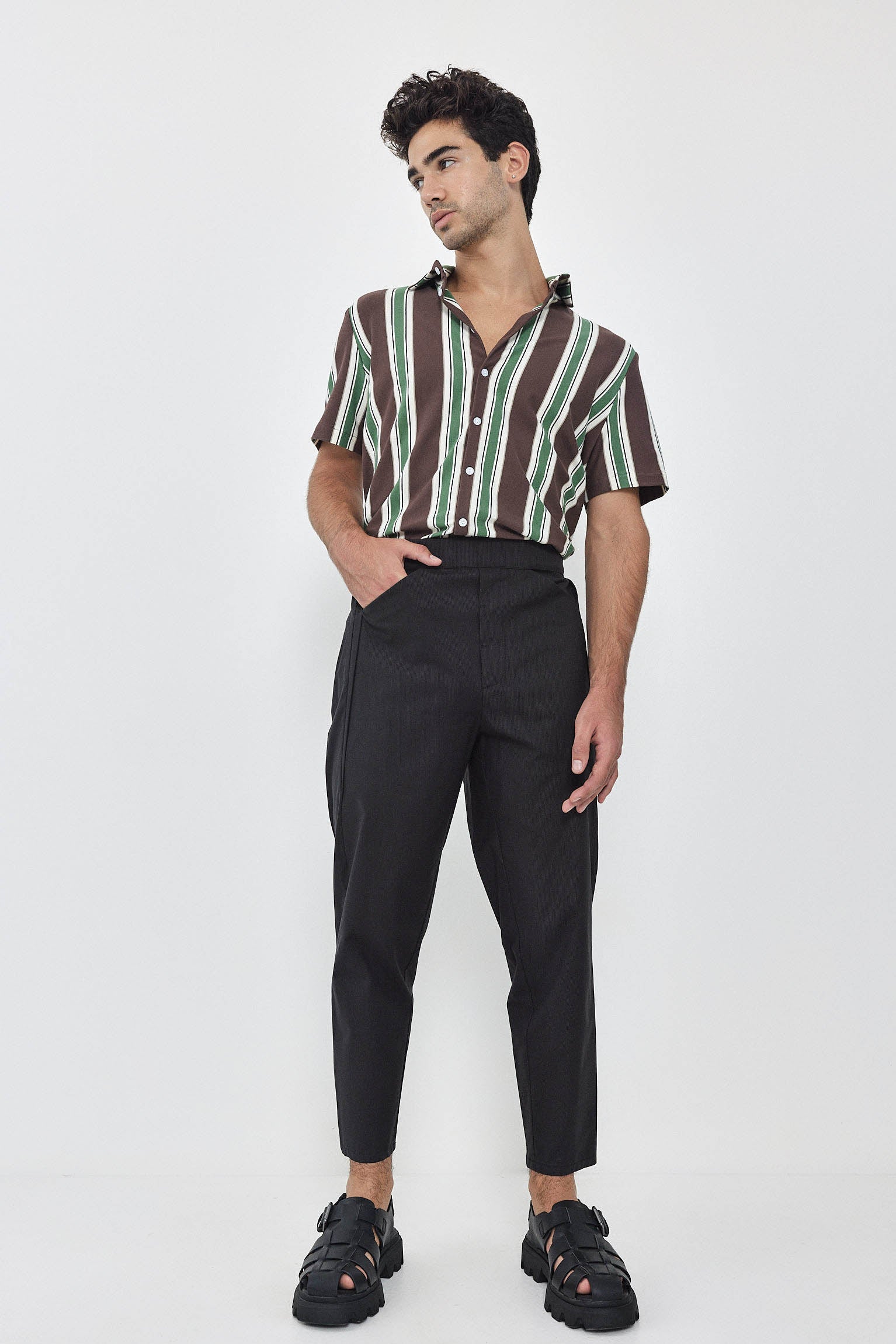 SHORT KAI Shirt S24 (XS-XL) - Brown / Light Green