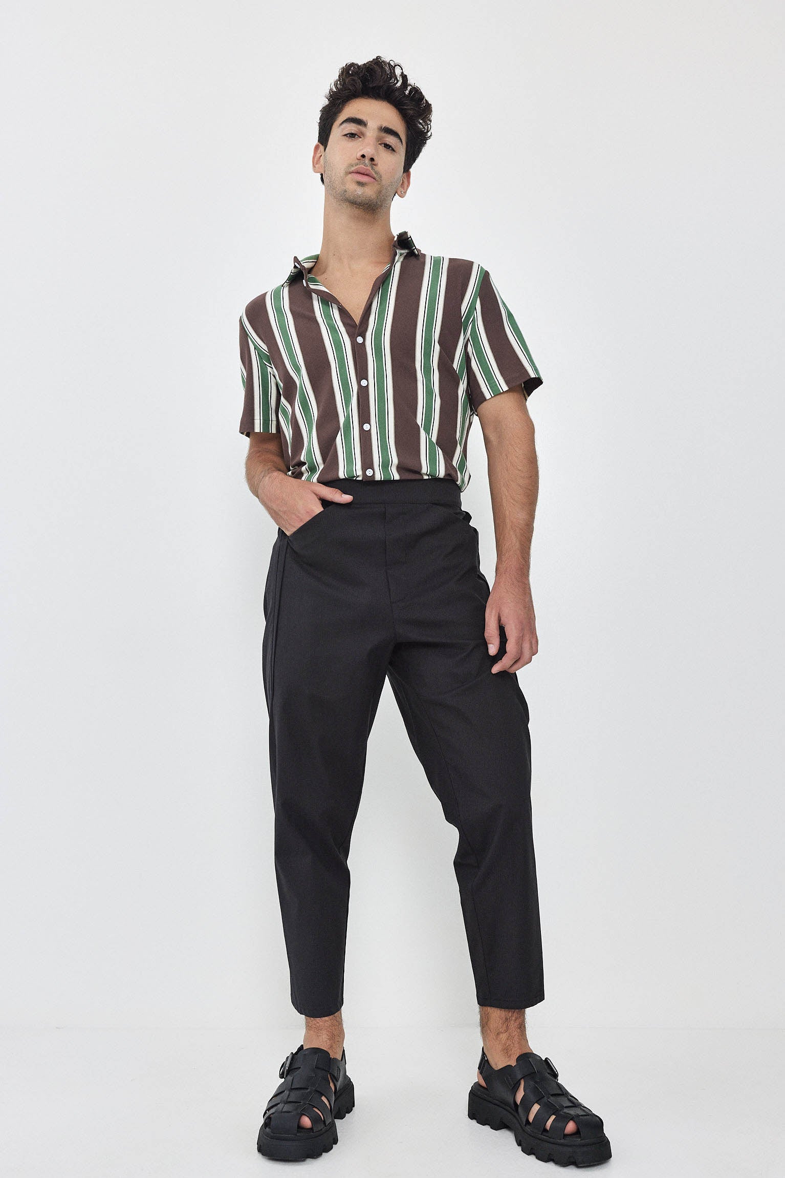 SHORT KAI Shirt S24 (XS-XL) - Brown / Light Green