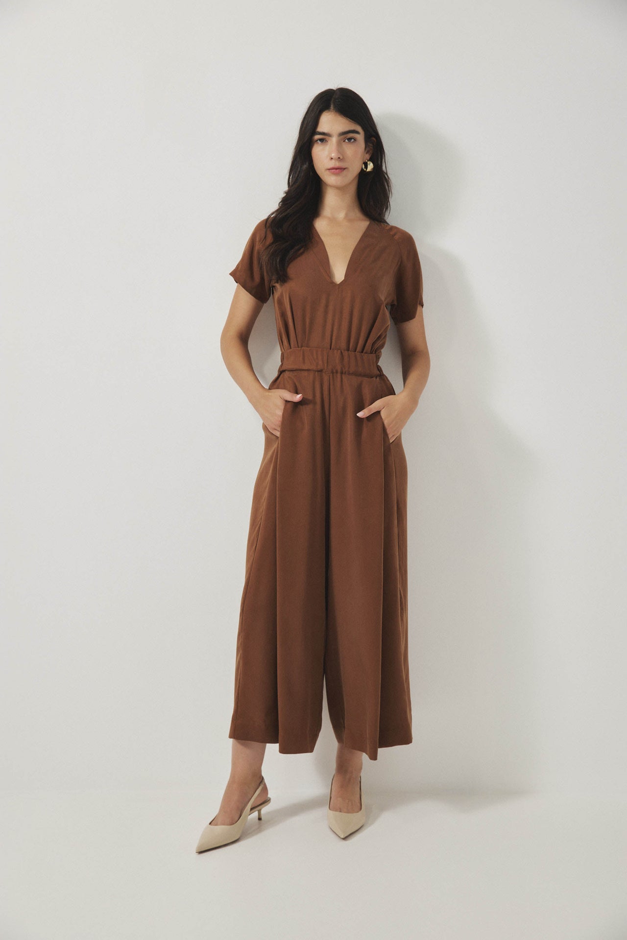 Short Sleeve RHYTHM Jumpsuit S25 (XS-3XL) - Brown