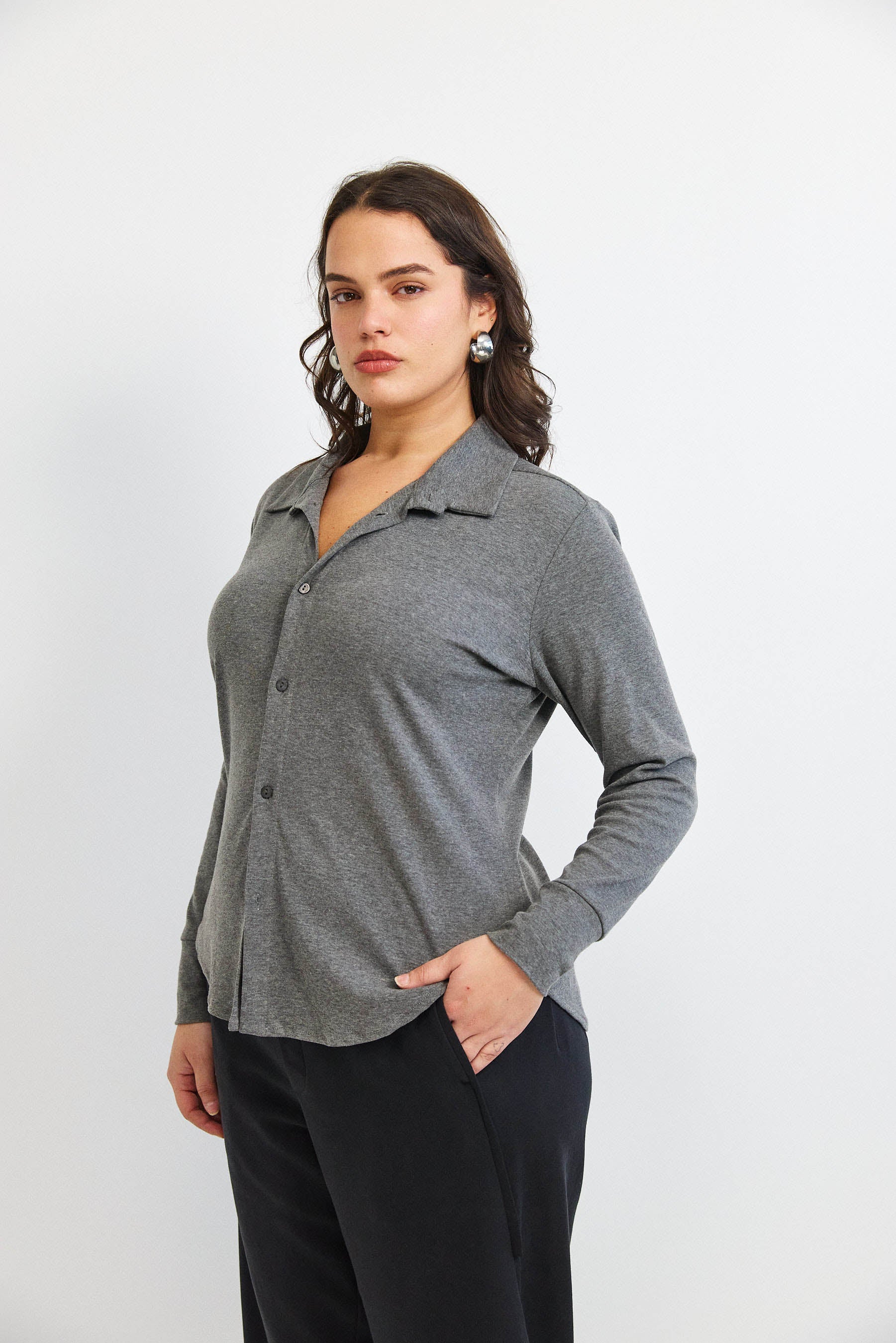 חולצת פָה סריג אפור מרנגו