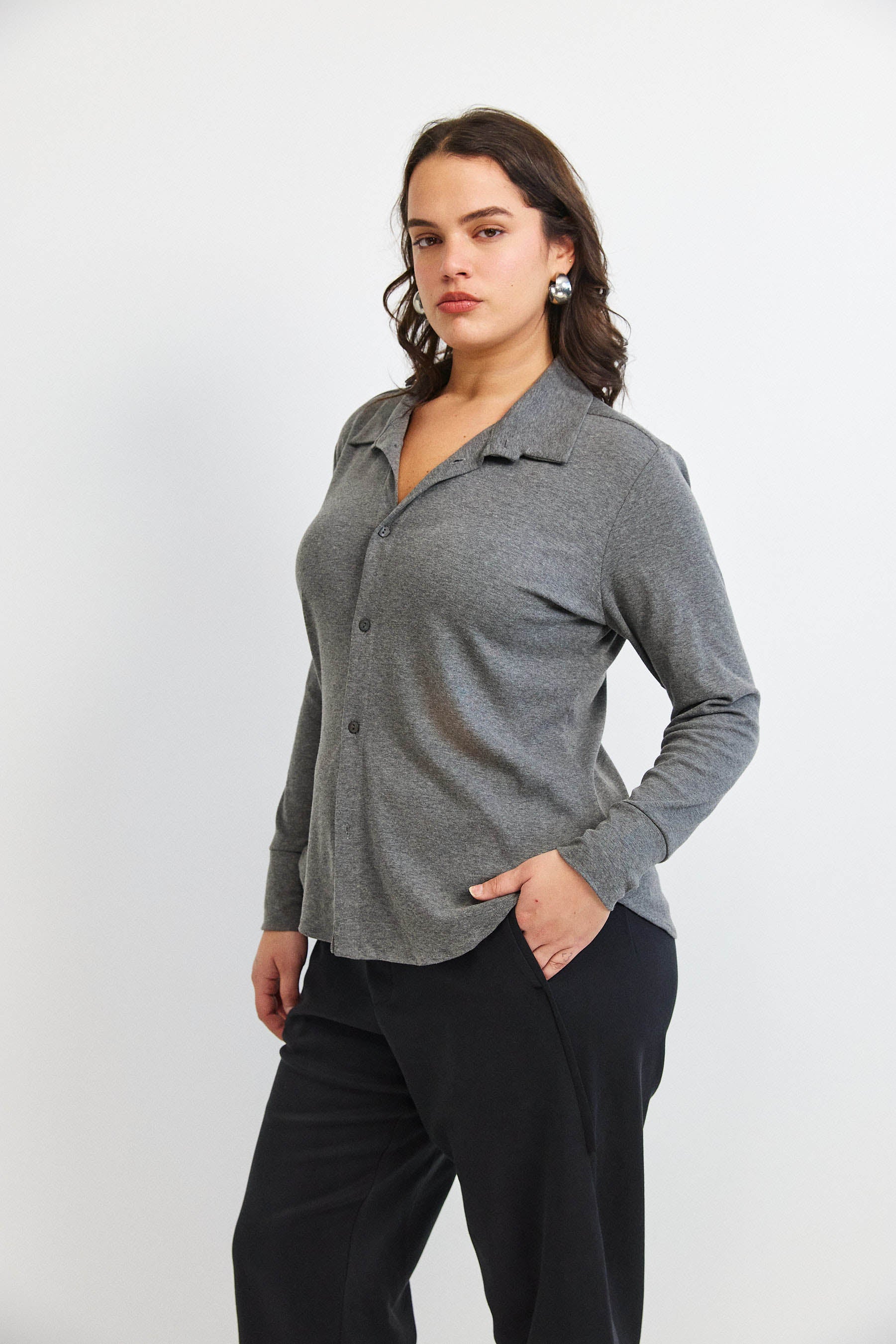 חולצת פָה סריג אפור מרנגו