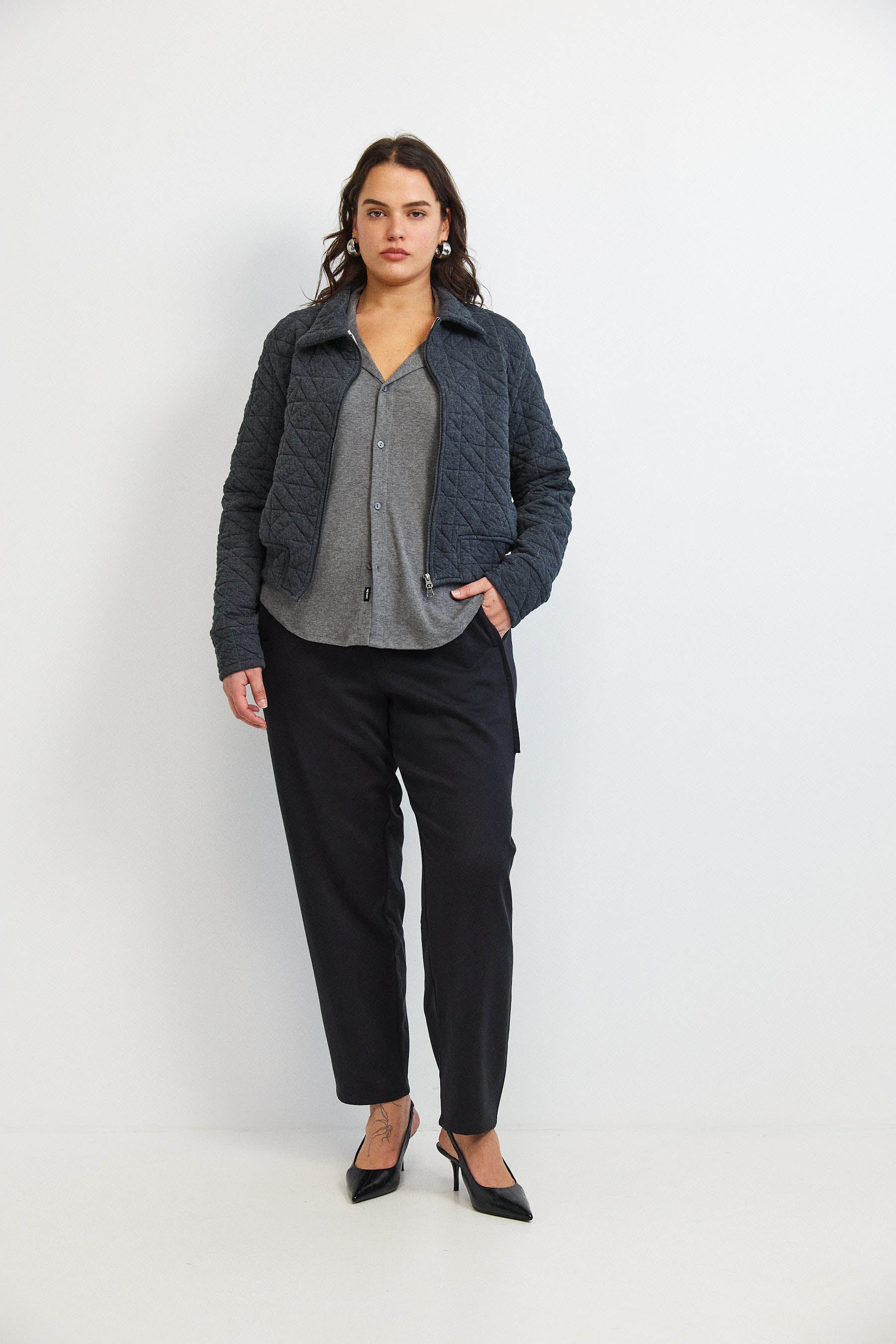 ג'קט קנדי קצר אפור