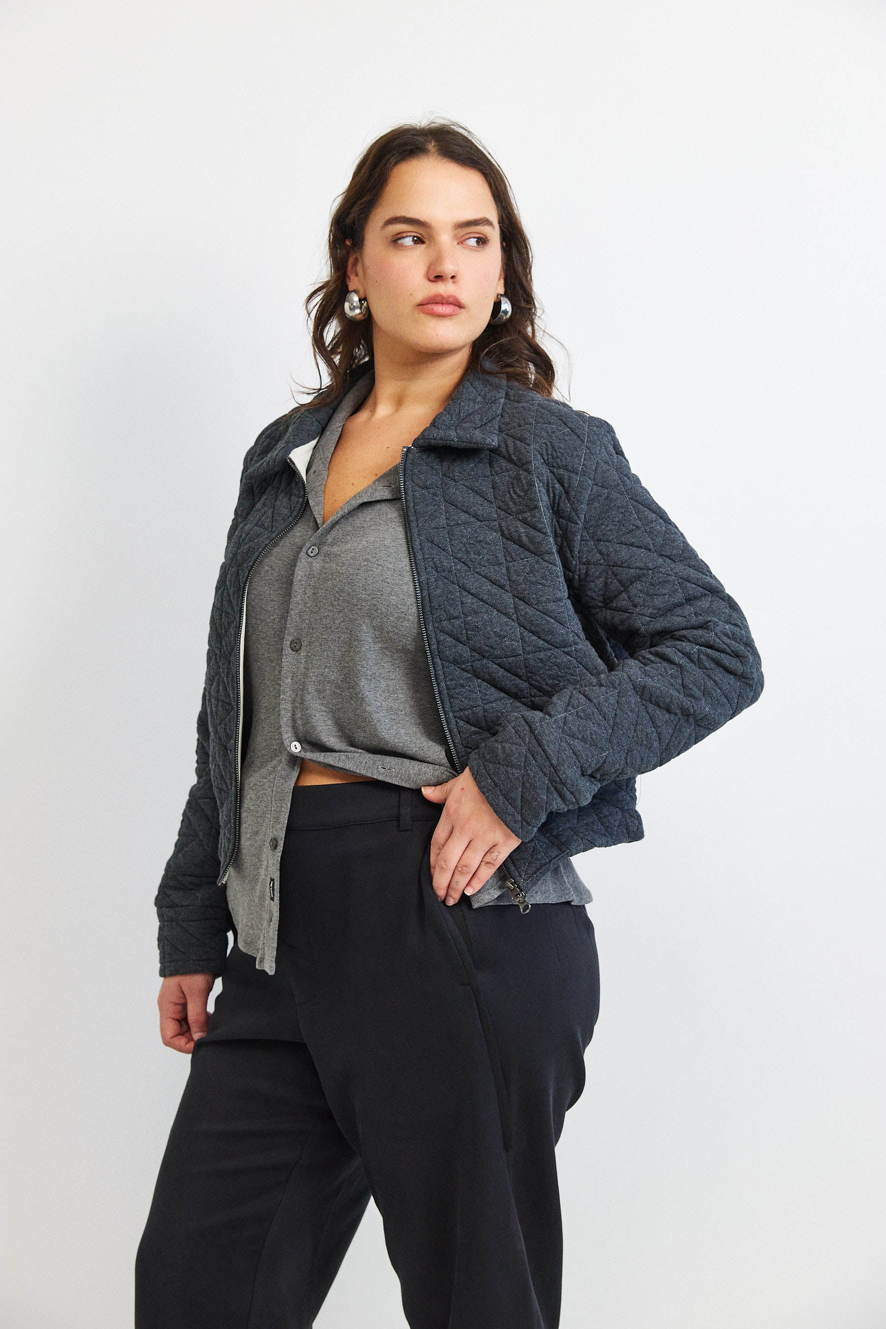 ג'קט קנדי קצר אפור