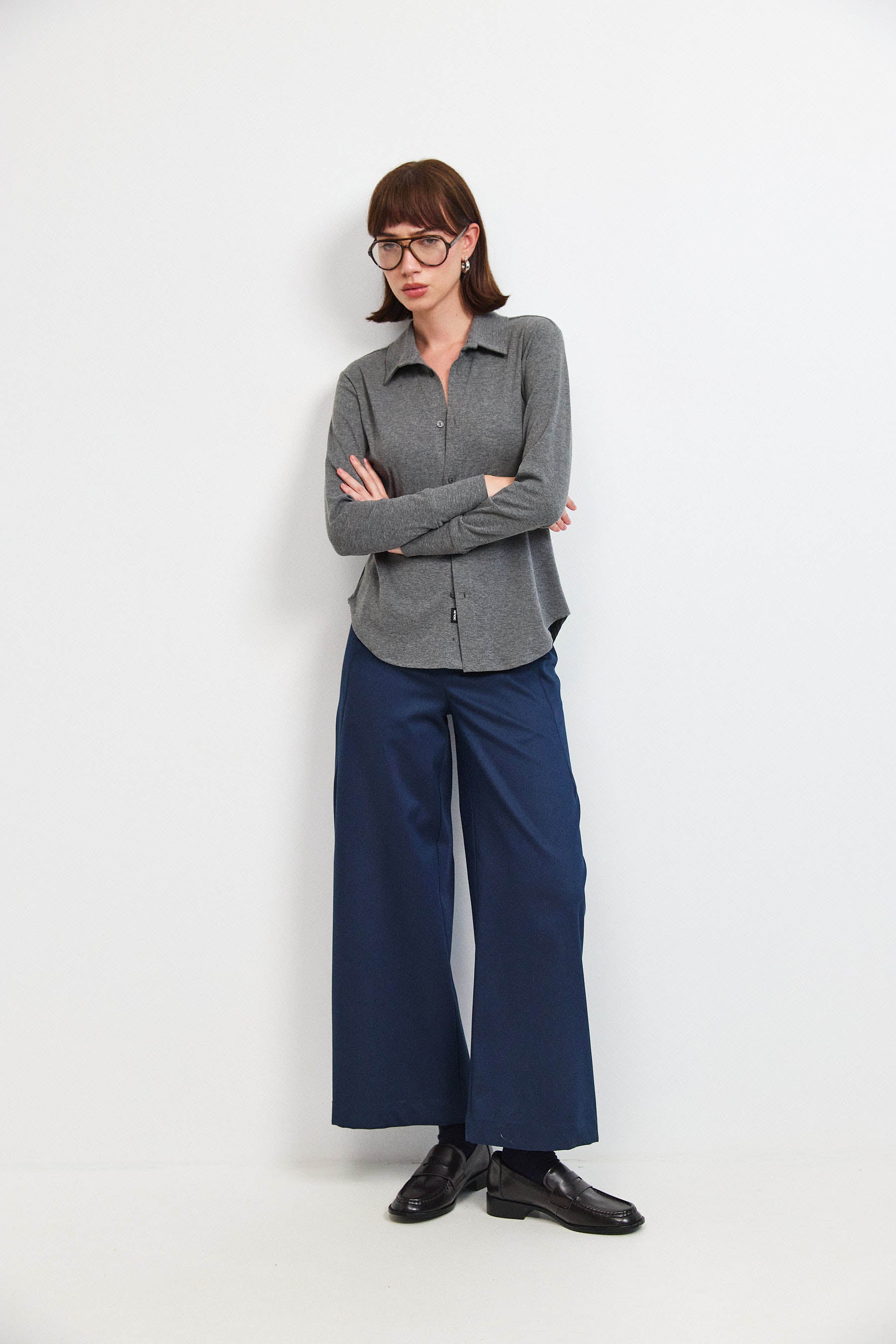 חולצת פָה סריג אפור מרנגו