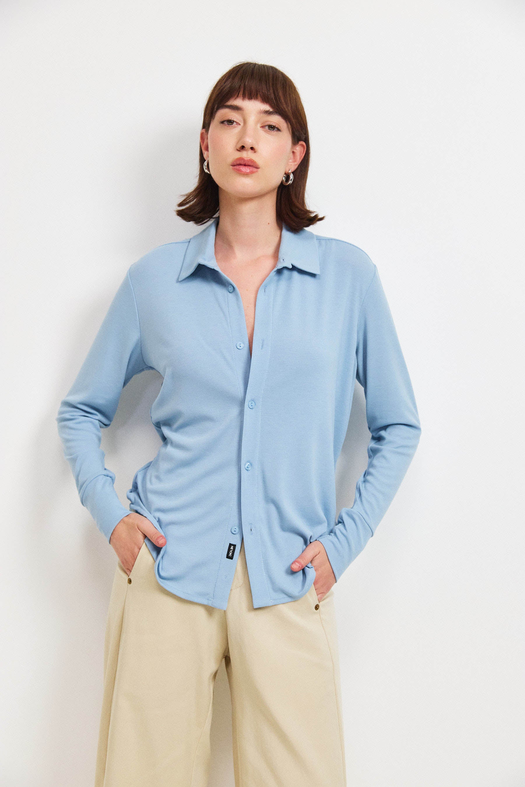 חולצת פָה סריג תכלת