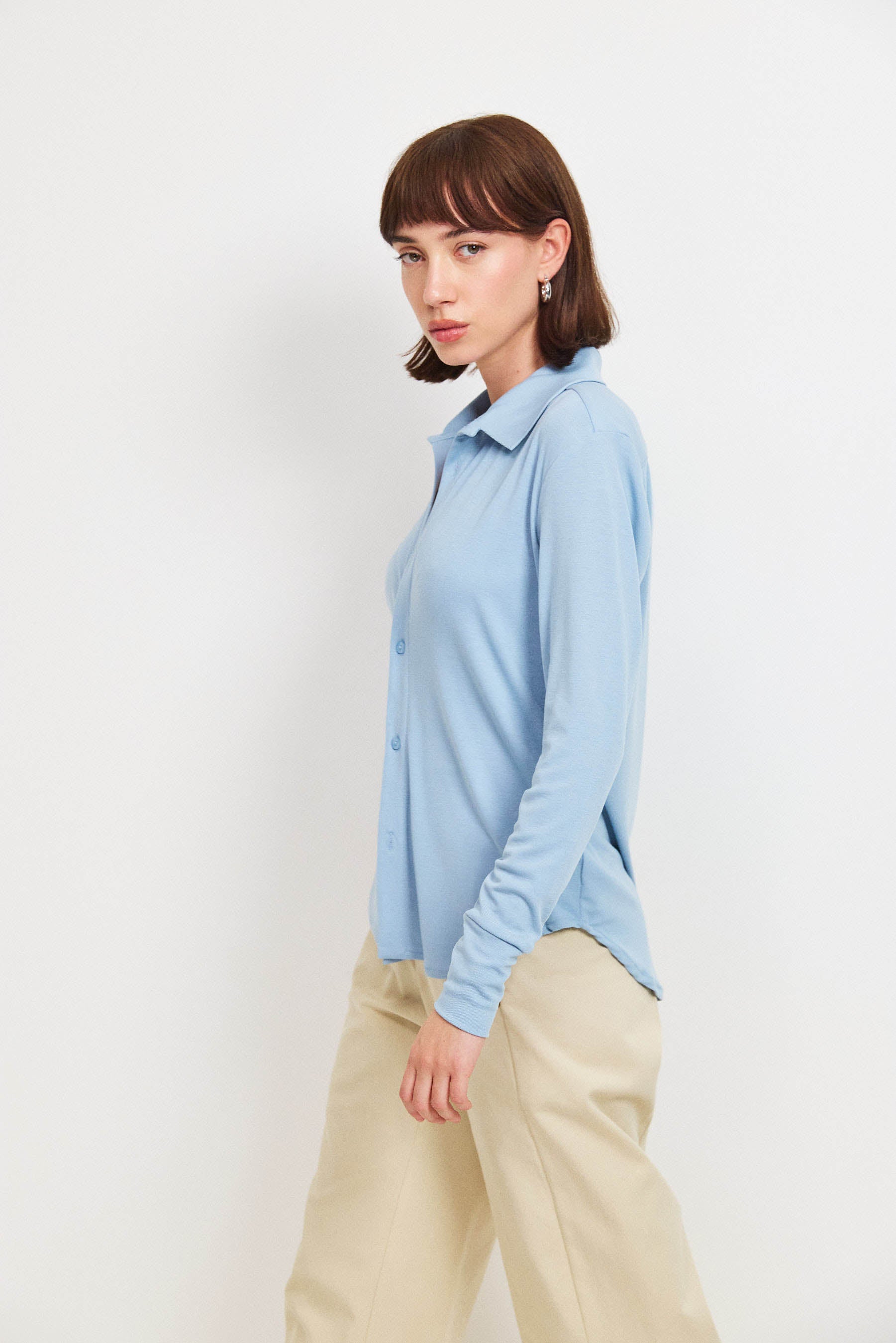 חולצת פָה סריג תכלת