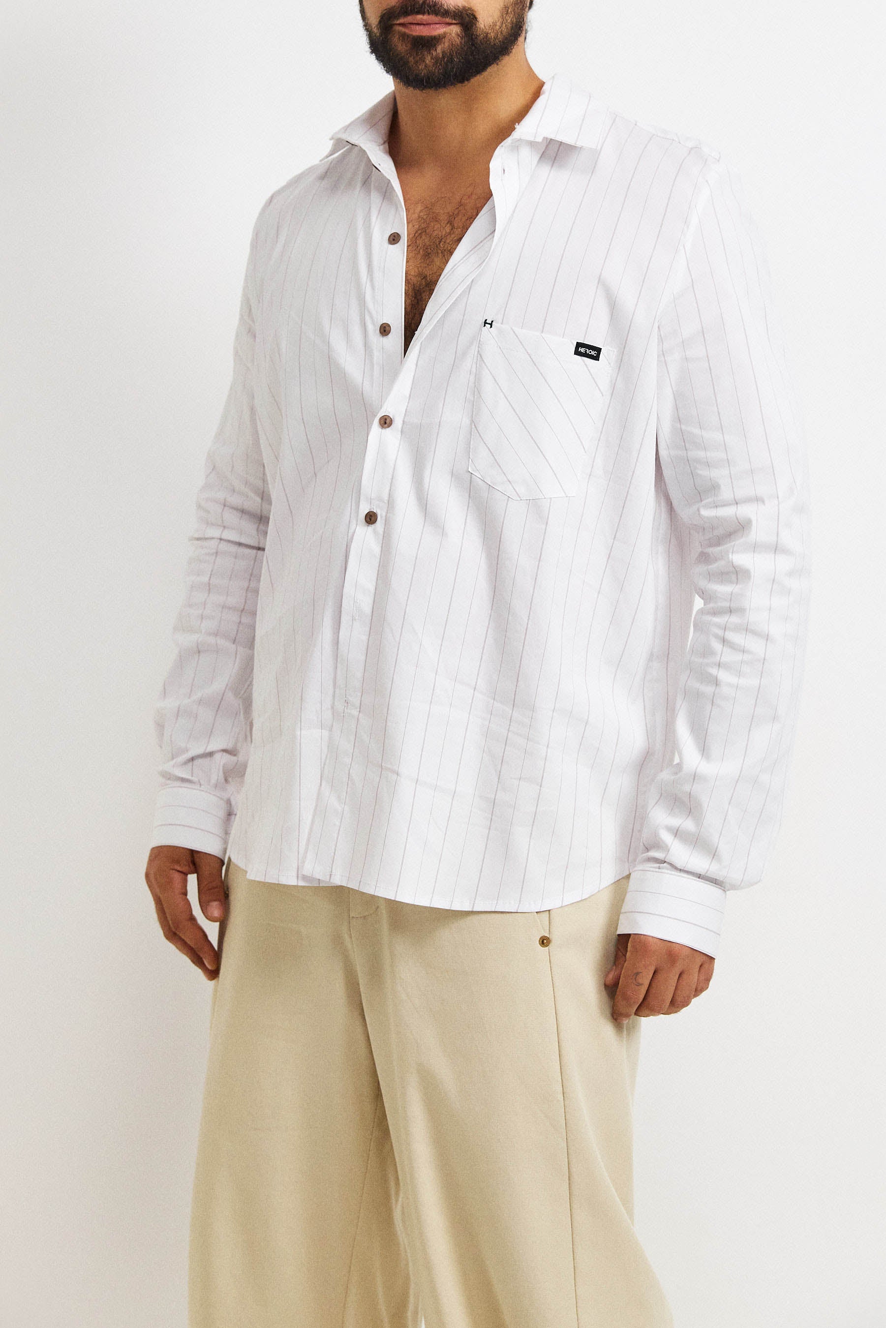 חולצת קאי גבר פסים לבן