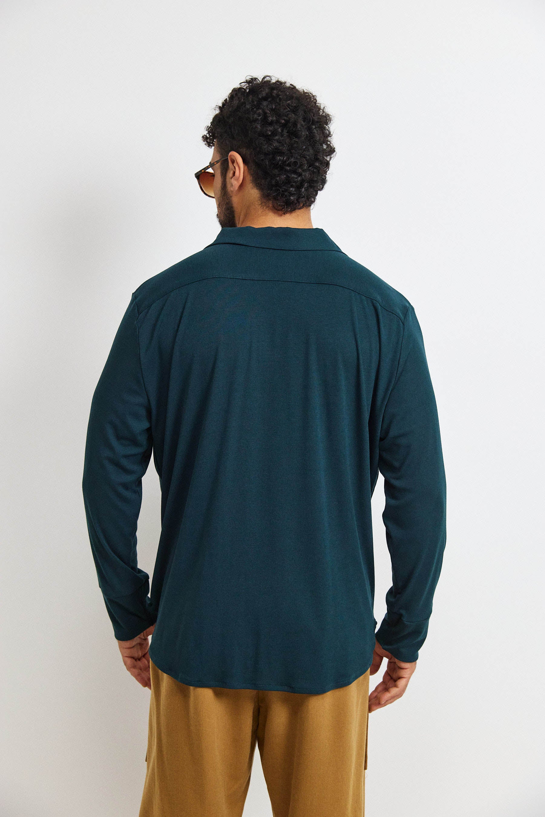 חולצת פה סריג גבר ירוק כהה