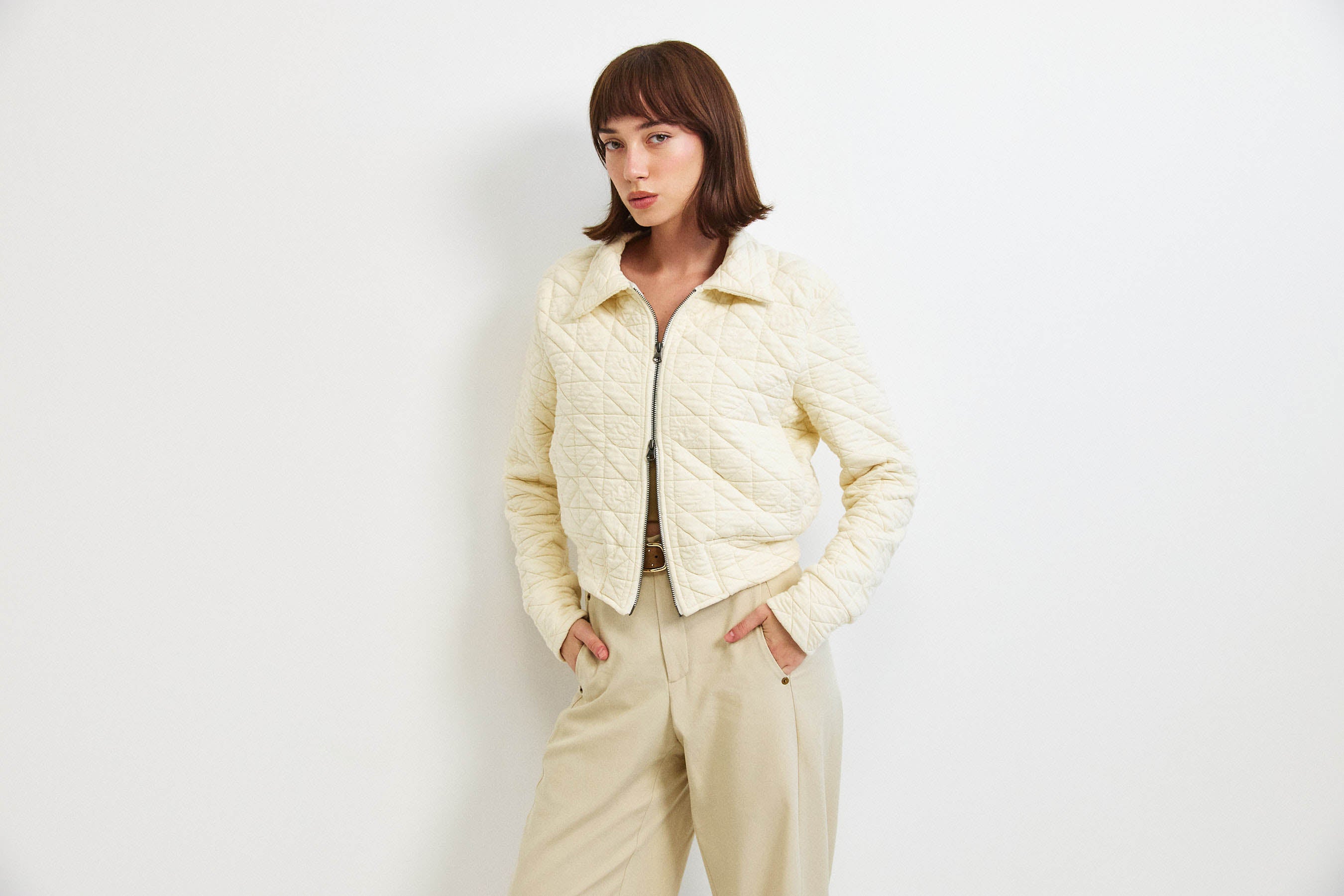 ג'קט קנדי קצר קרם