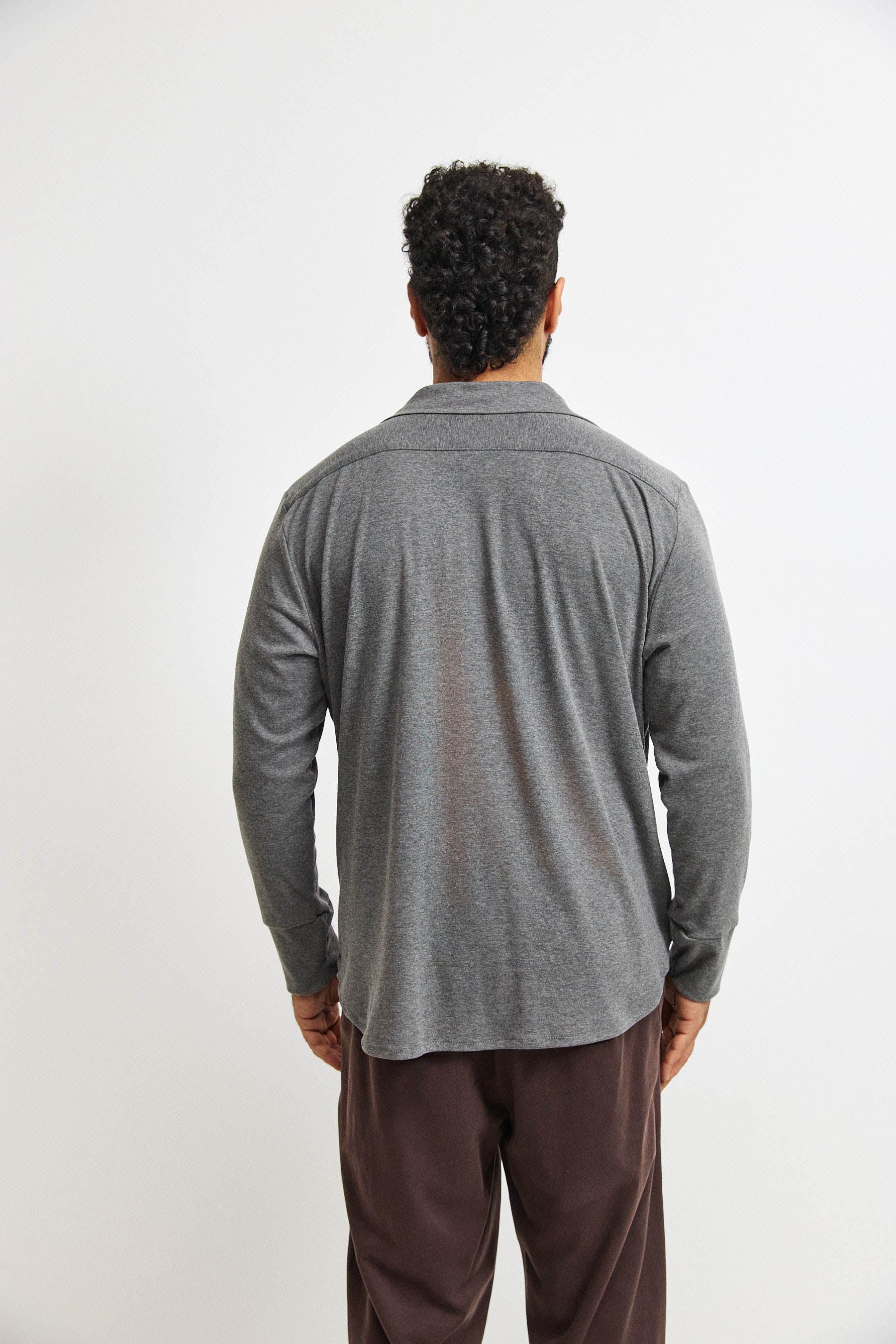 חולצת פה סריג גבר אפור מרנגו