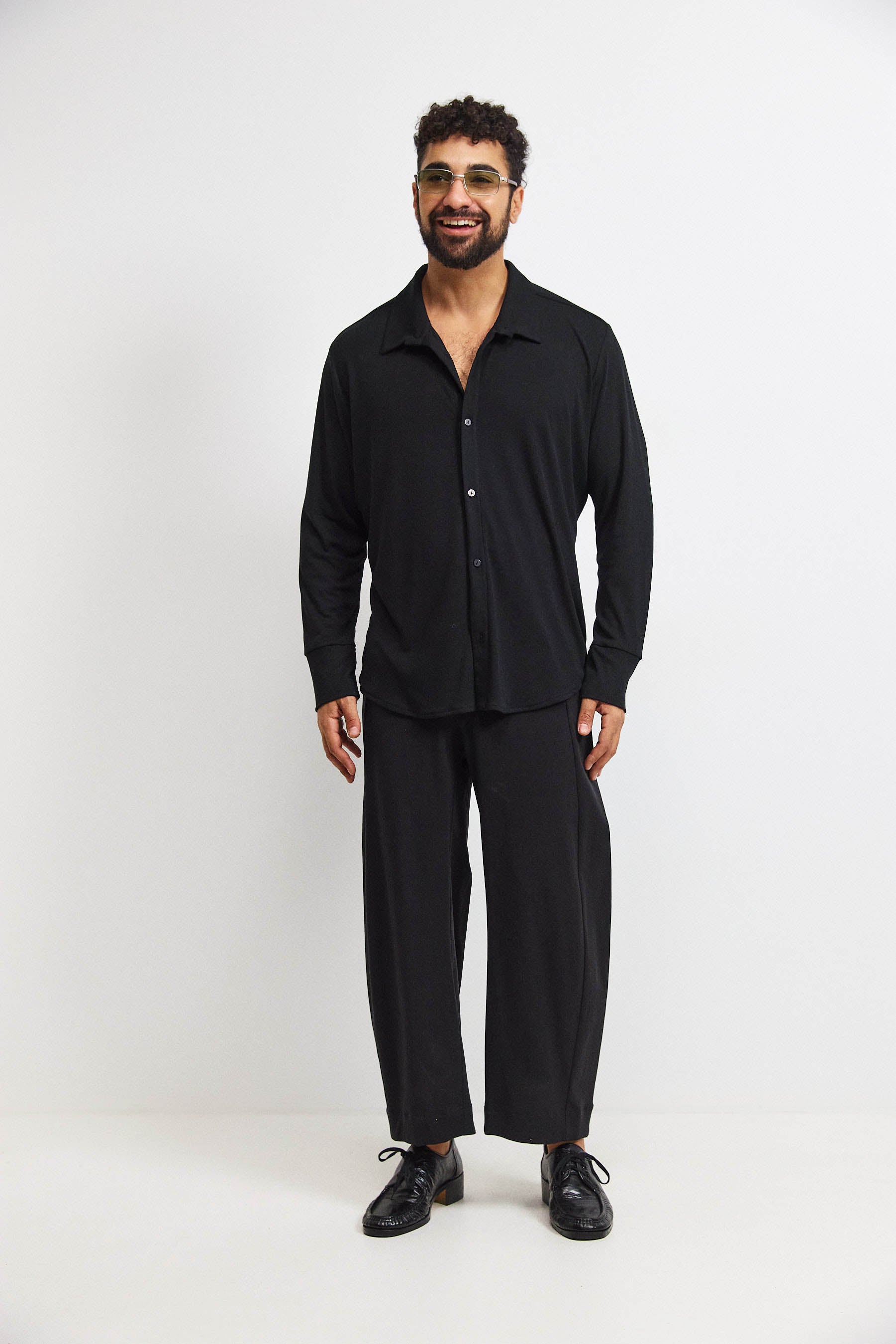 חולצת פה סריג גבר שחור