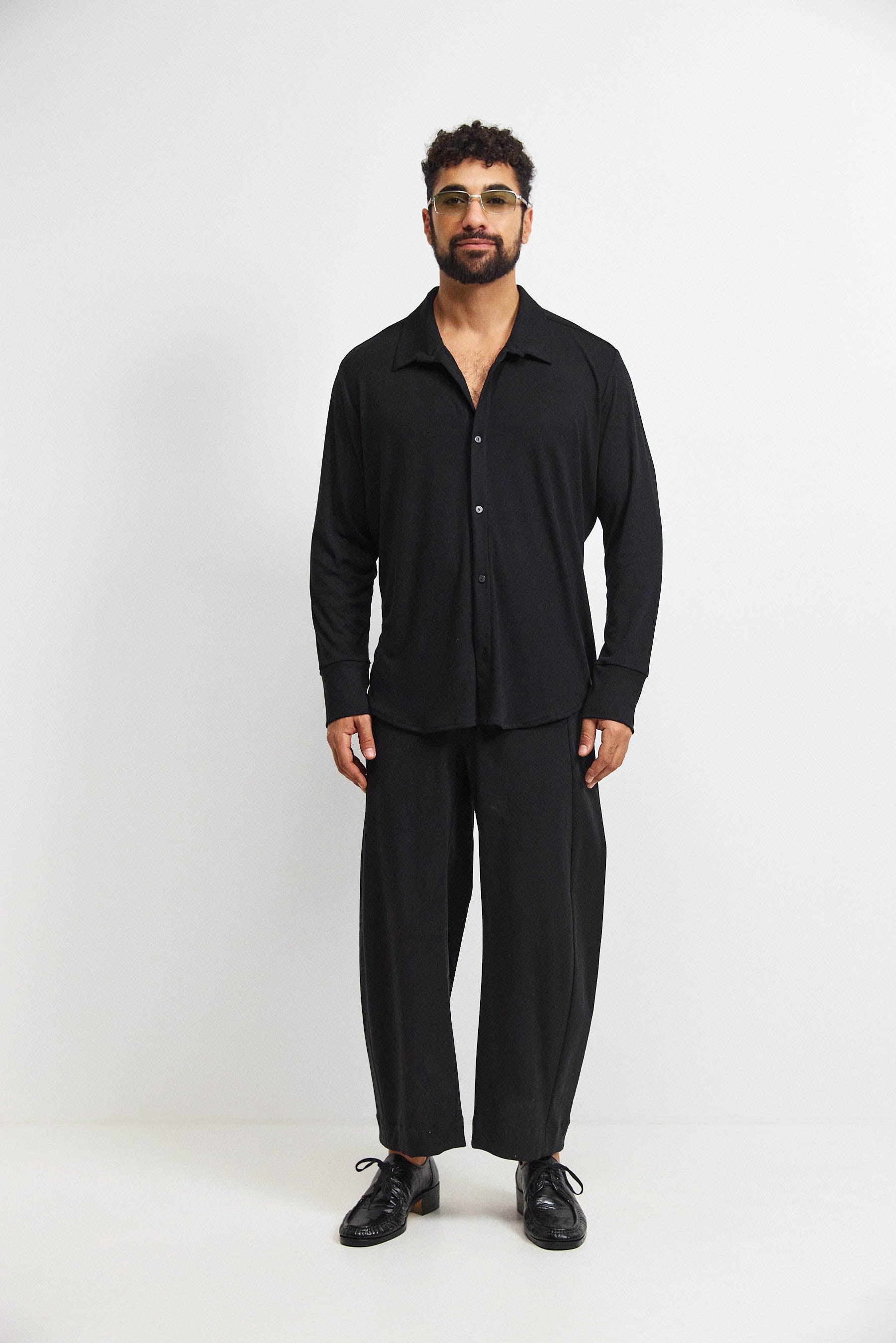 חולצת פה סריג גבר שחור