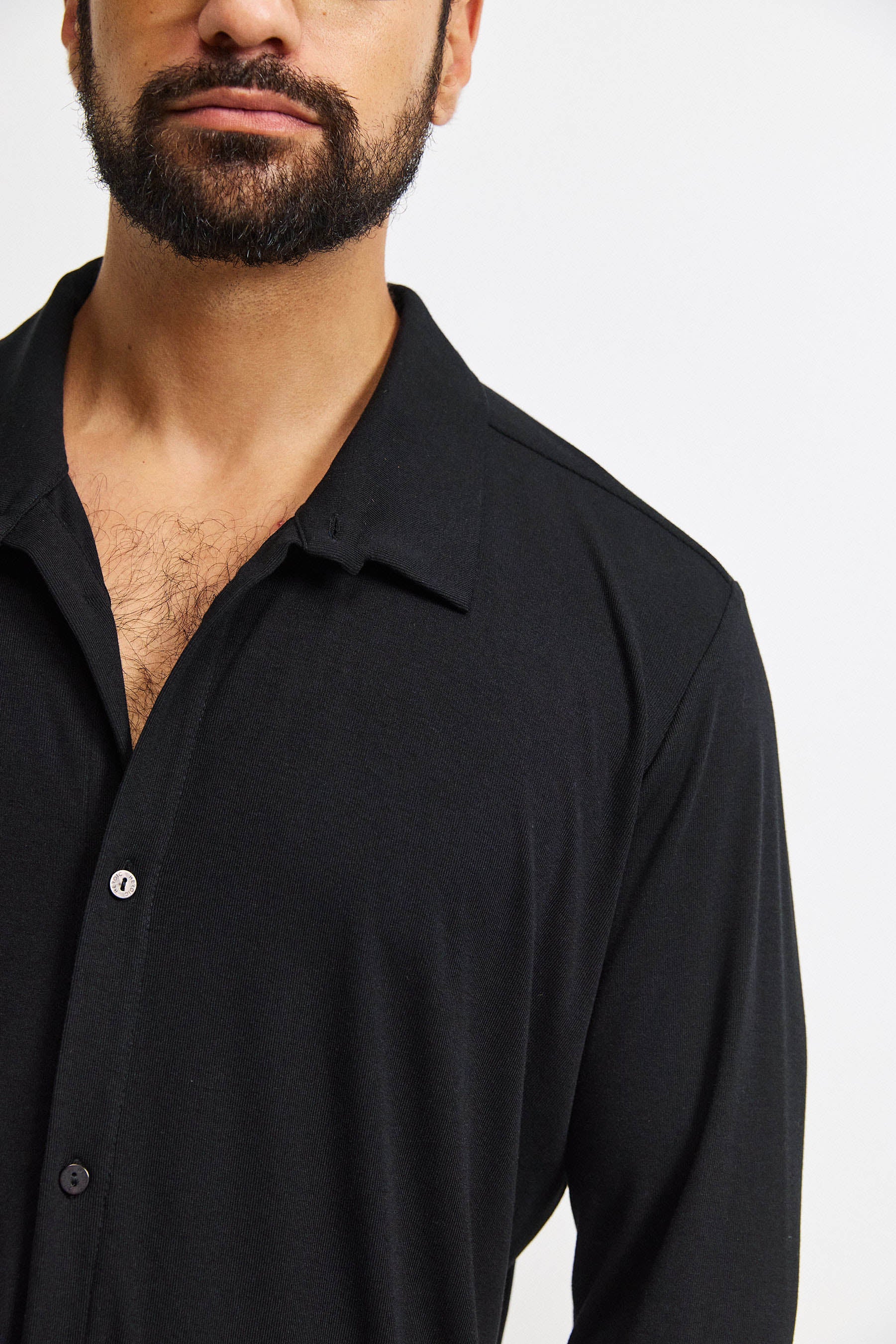 חולצת פה סריג גבר שחור