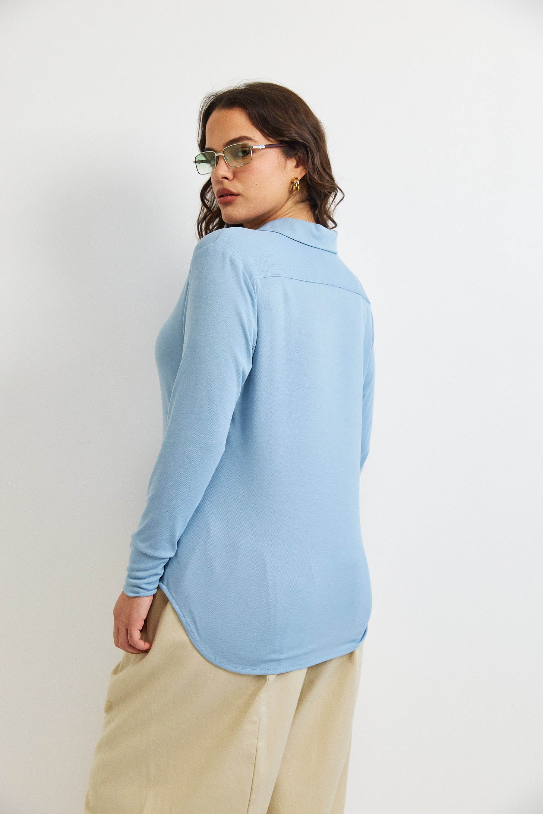 חולצת פָה סריג תכלת