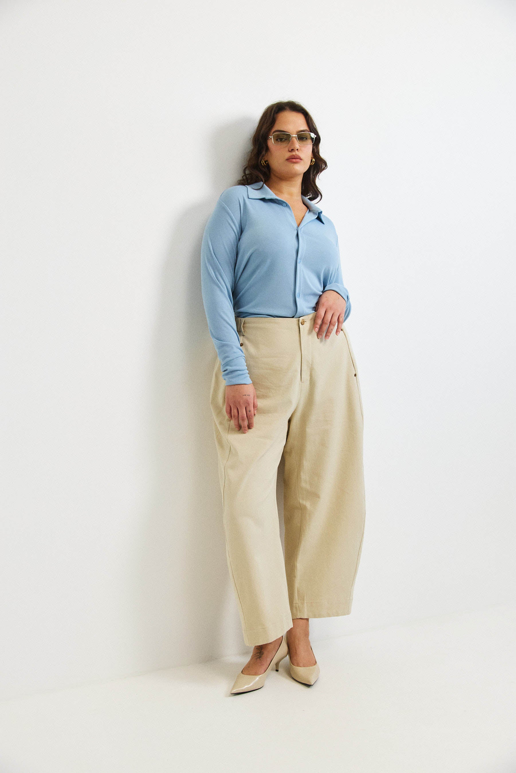 חולצת פָה סריג תכלת