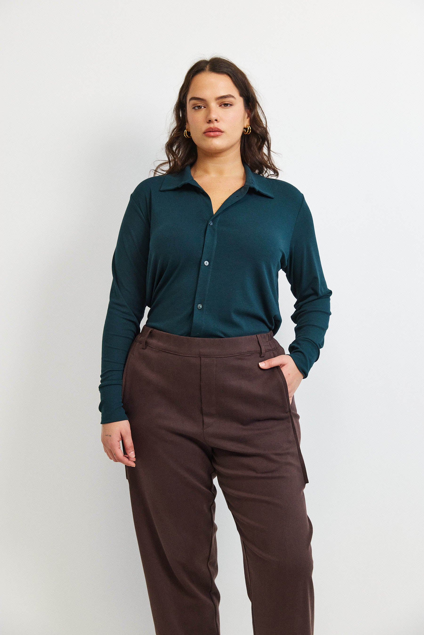 חולצת פָה סריג ירוק כהה