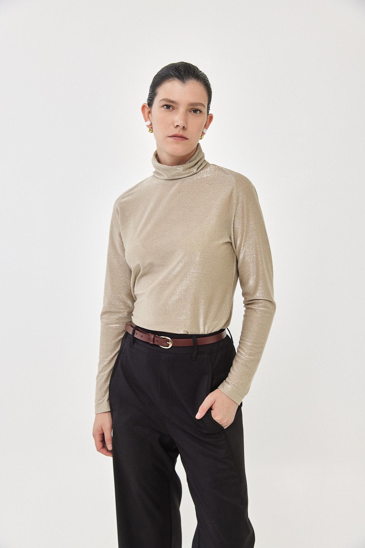 BRUNO Lurex Turtleneck W25 (S-M) - Gold