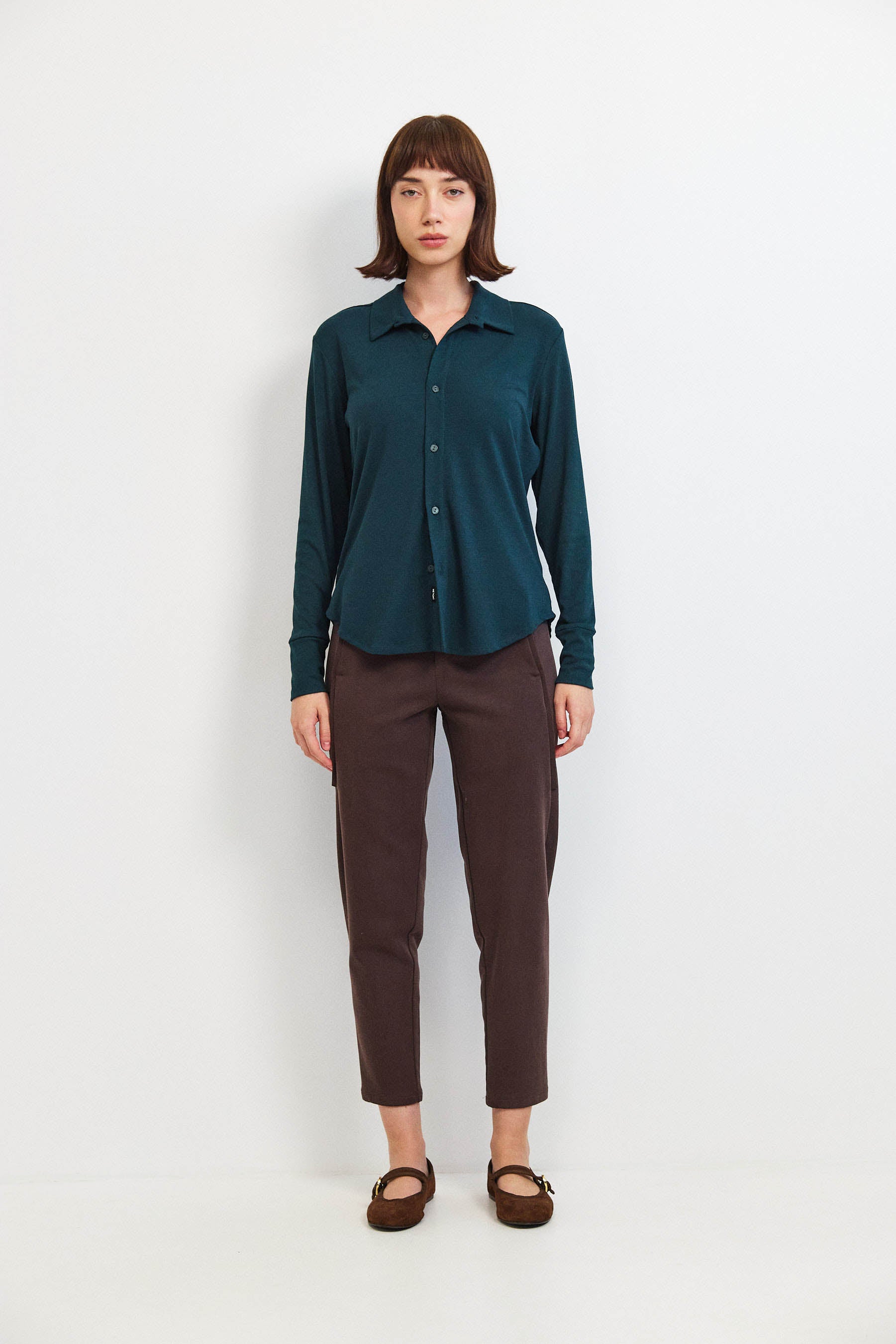 חולצת פָה סריג ירוק כהה