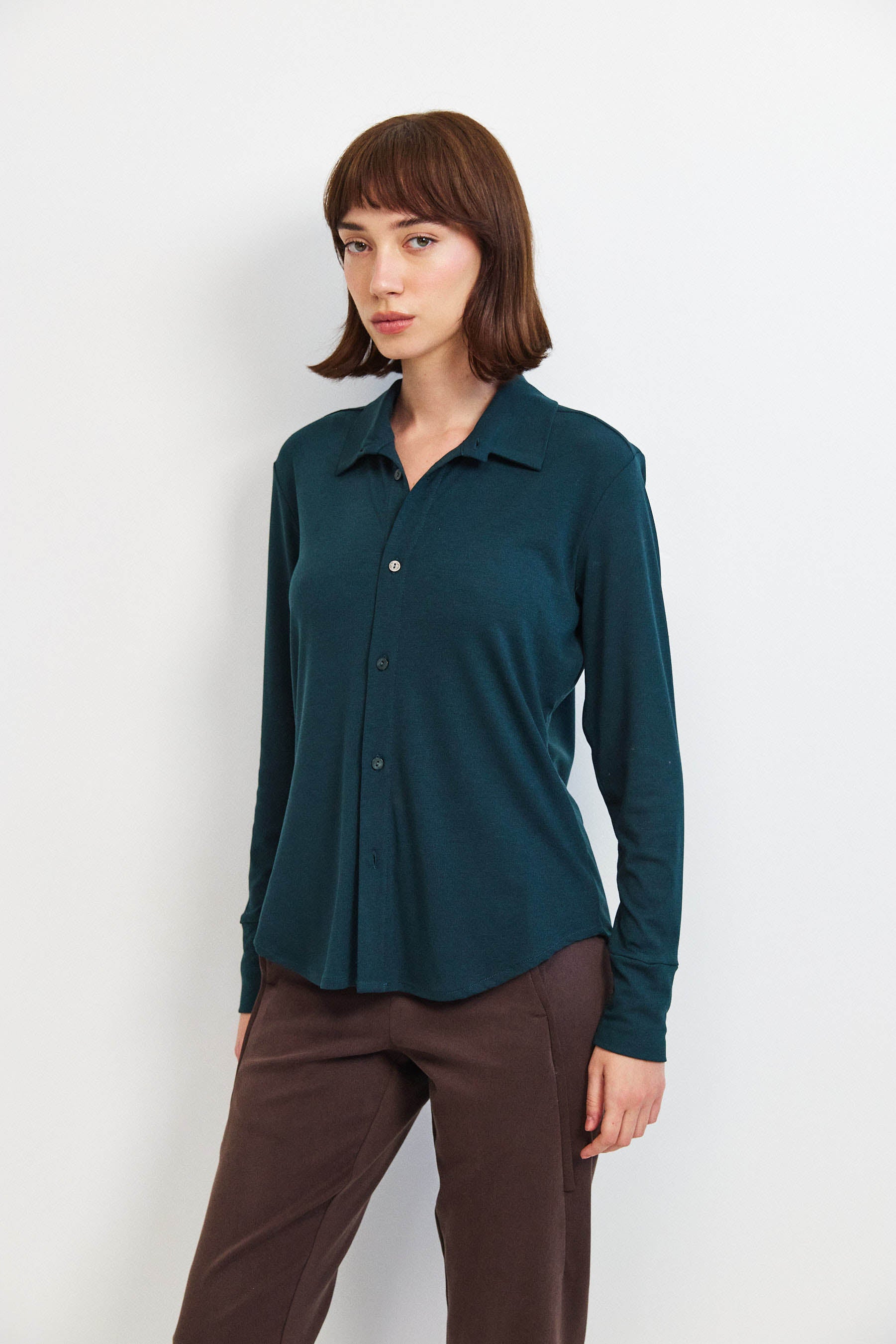 חולצת פָה סריג ירוק כהה