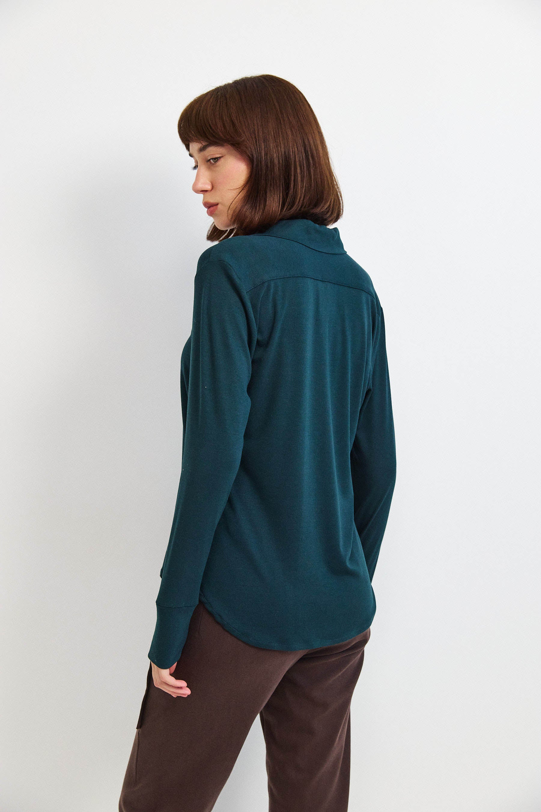 חולצת פָה סריג ירוק כהה