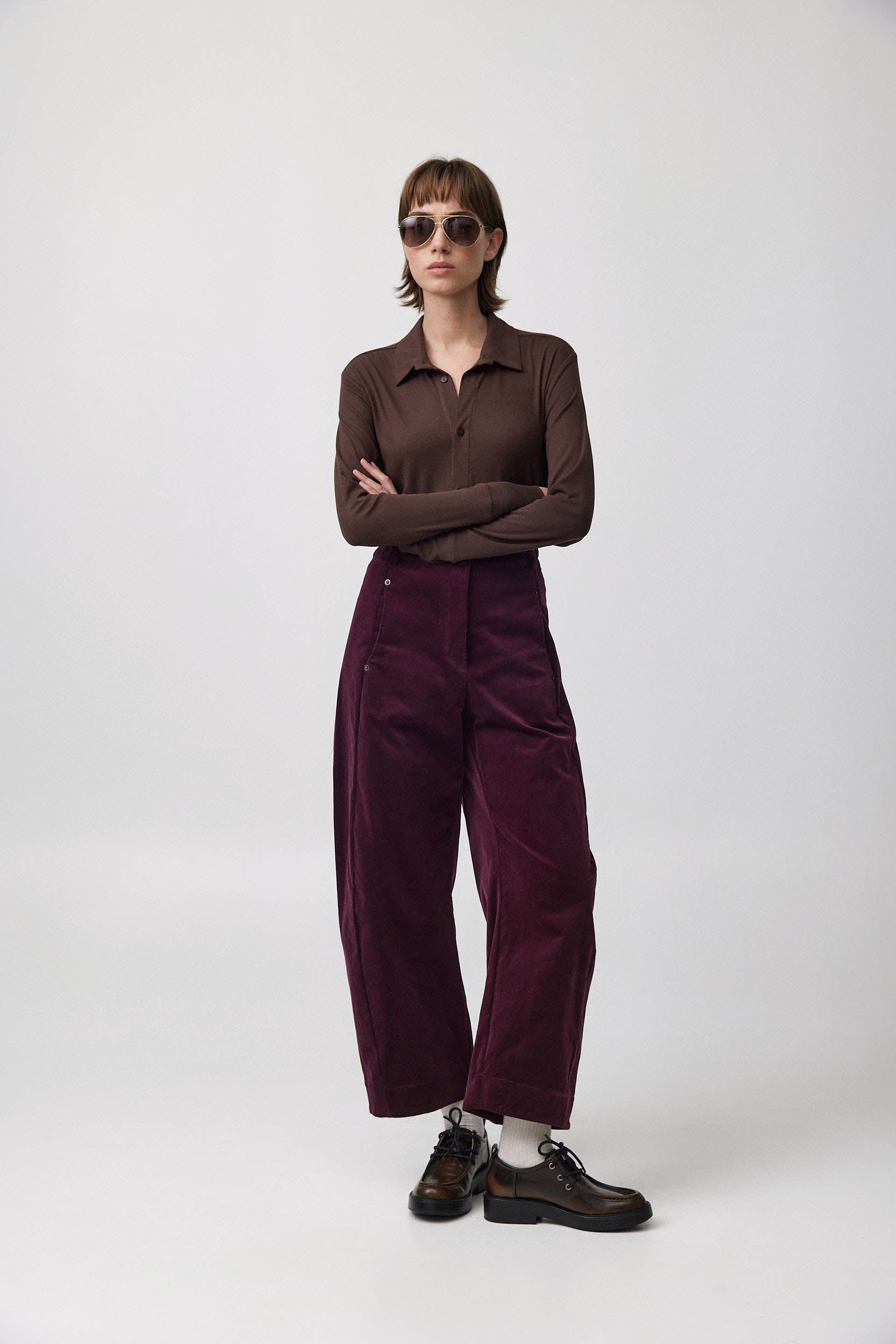 JASMIN Corduroy Pants W25 - Burgundy