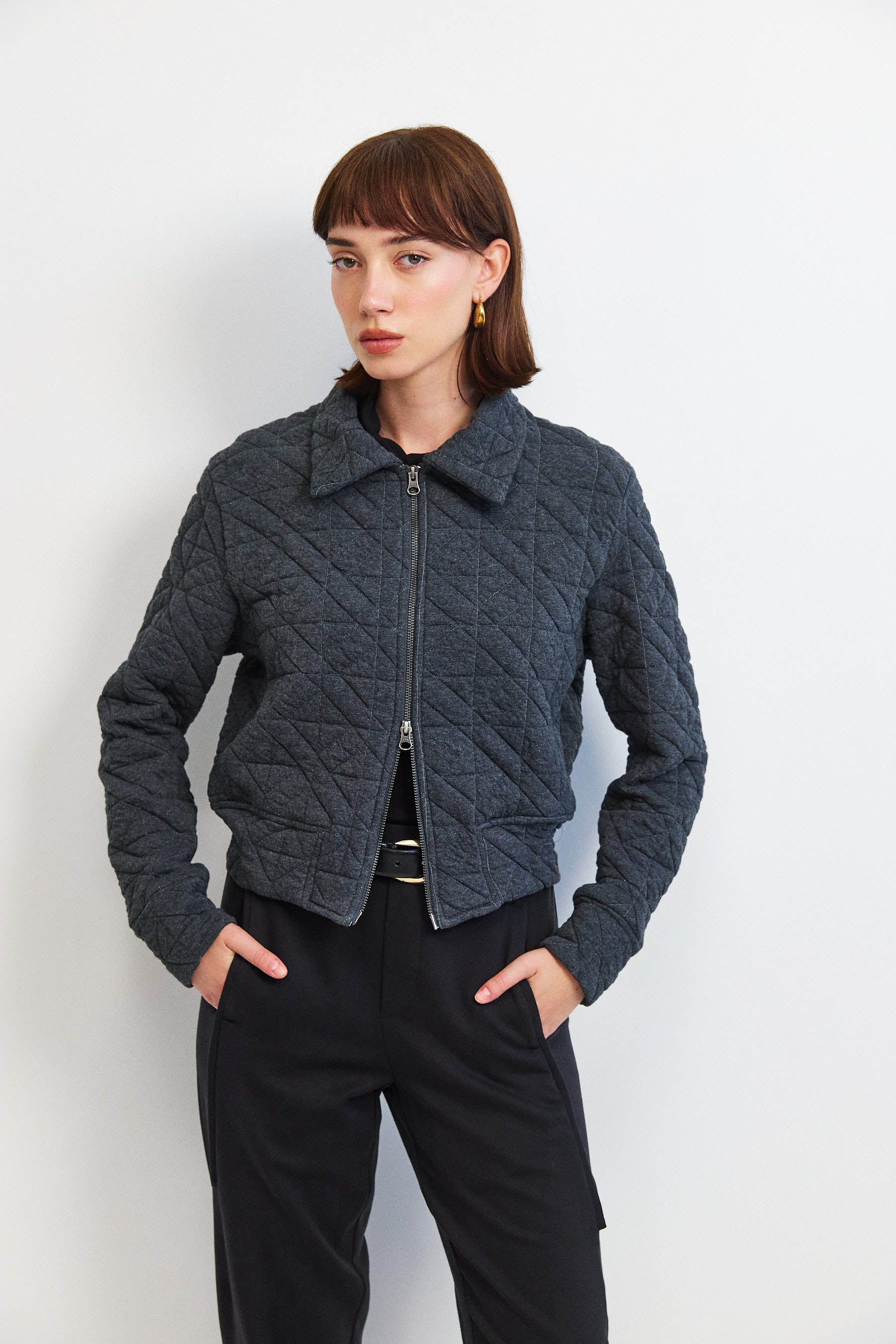 ג'קט קנדי קצר אפור