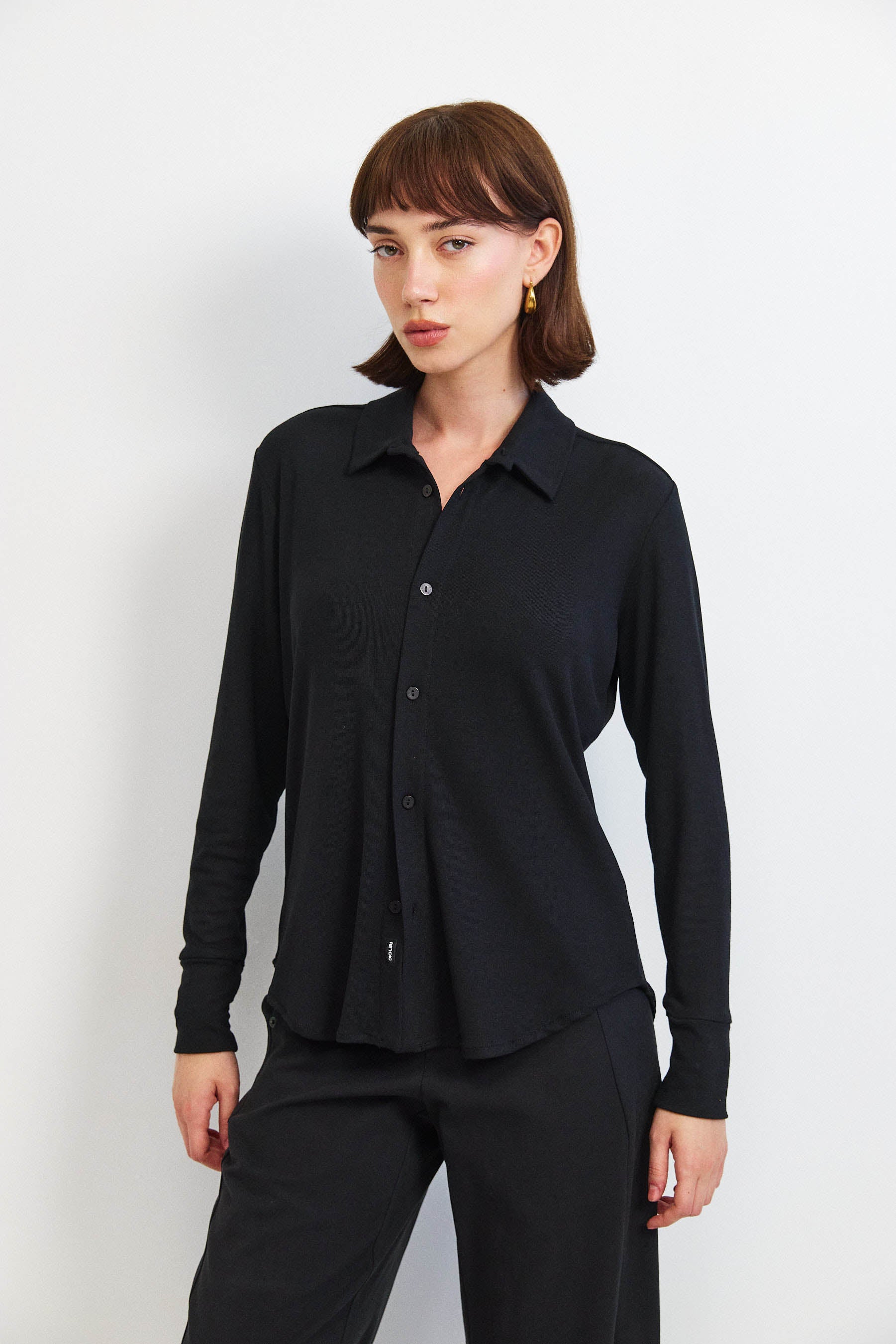 חולצת פָה סריג שחור