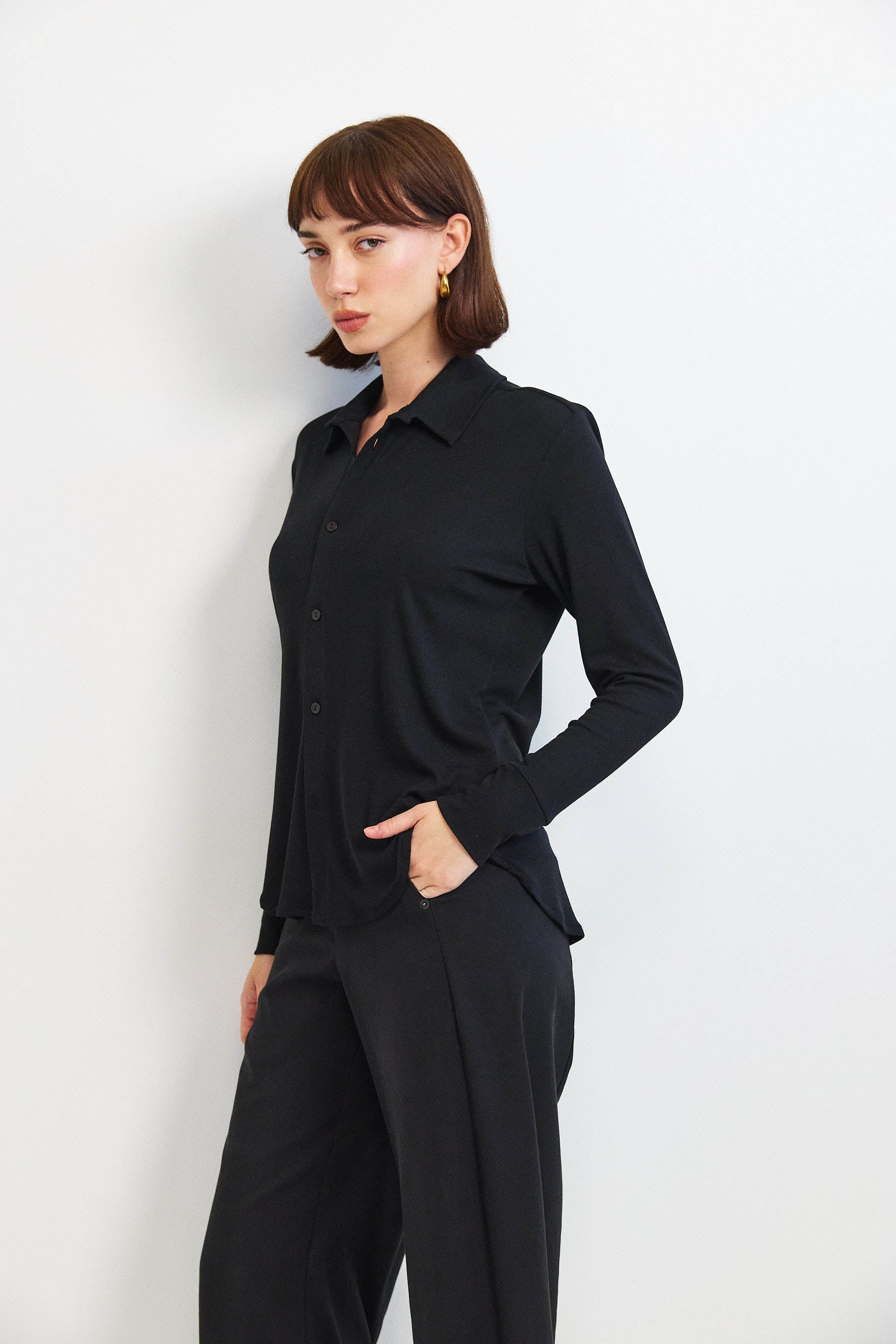 חולצת פָה סריג שחור