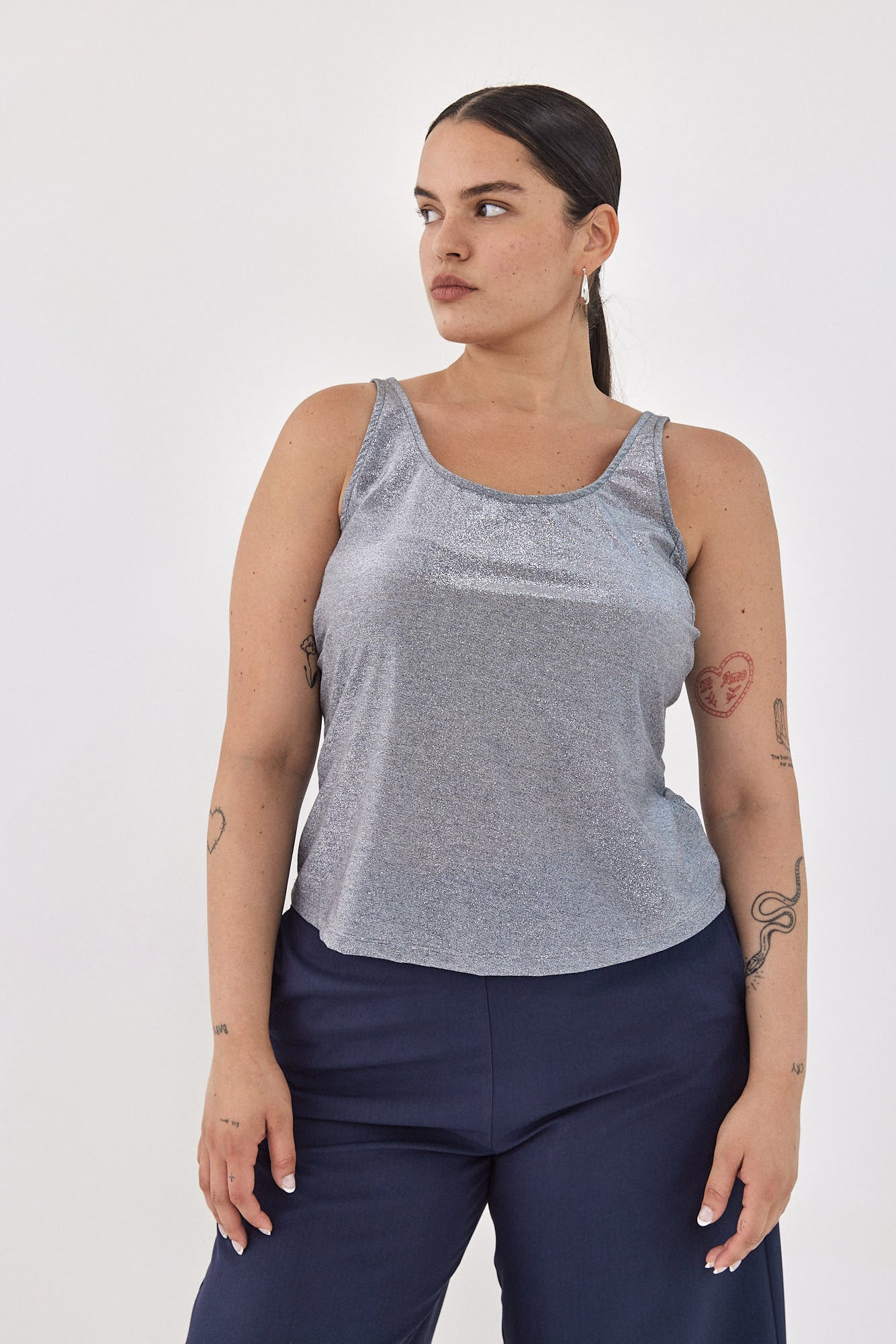 CLIEO Lurex Tank S24 - Silver