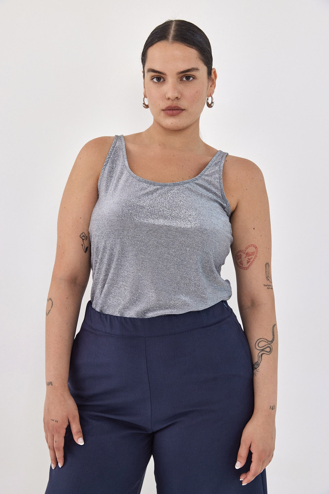 CLIEO Lurex Tank S24 - Silver